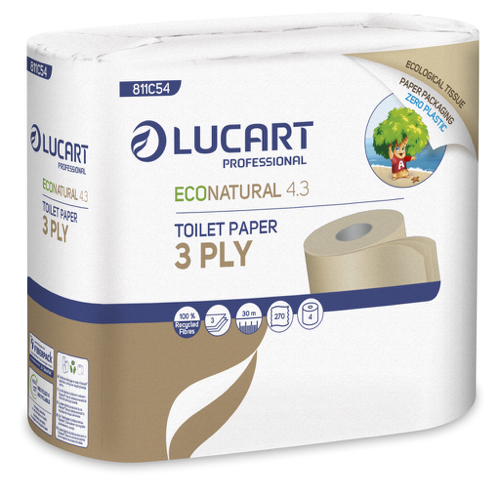Lucart Toiletpapier gerecycleerd 3 lagig 4 rollen